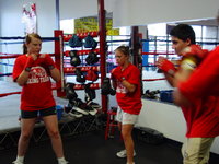 Boxing students working on stance